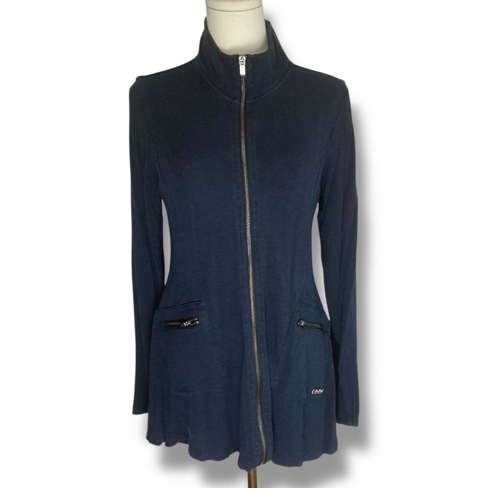 Calvin Klein Hoodie Navy Blue Jersey Lightweight Long Zip Up Athletic Size M